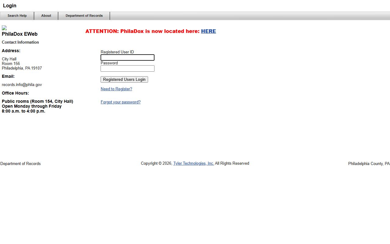PhilaDox online property records login for Philadelphia