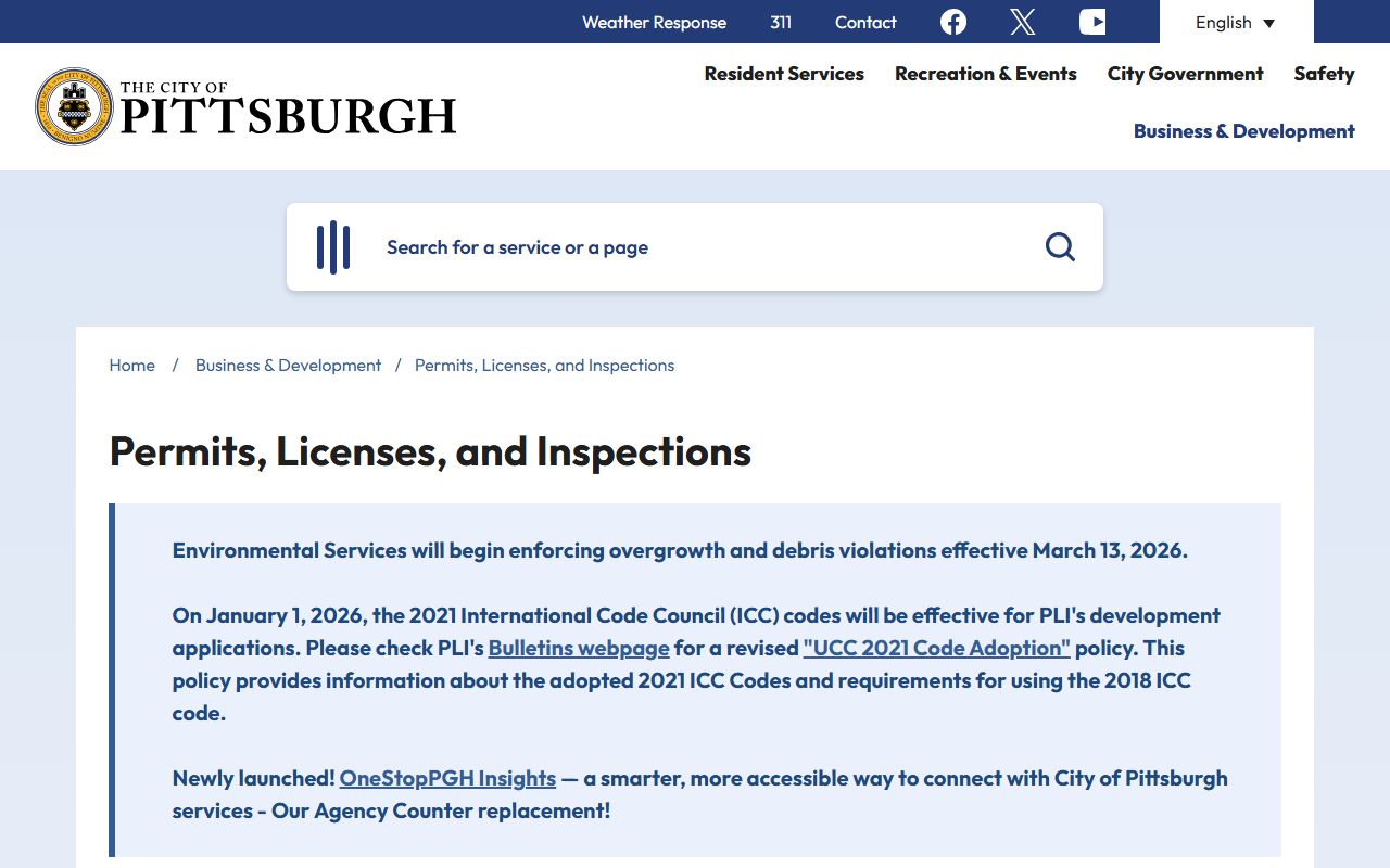 Pittsburgh Department of Permits Licenses and Inspections property records