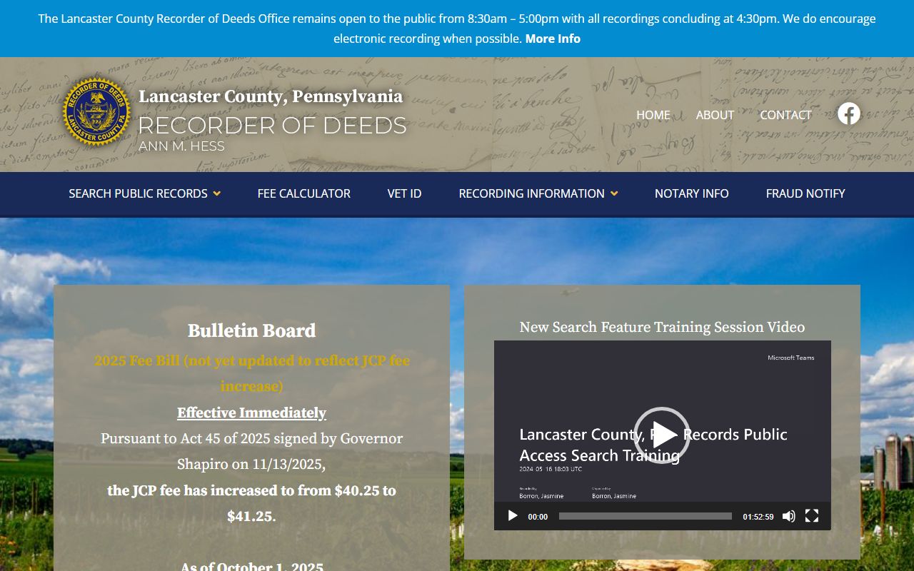 Lancaster County Recorder of Deeds official website for Lancaster County property records