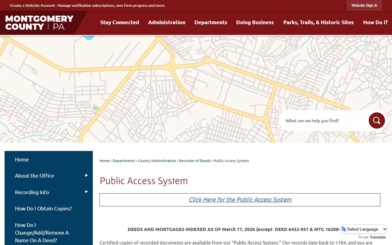 Montgomery County Public Access System for property records search