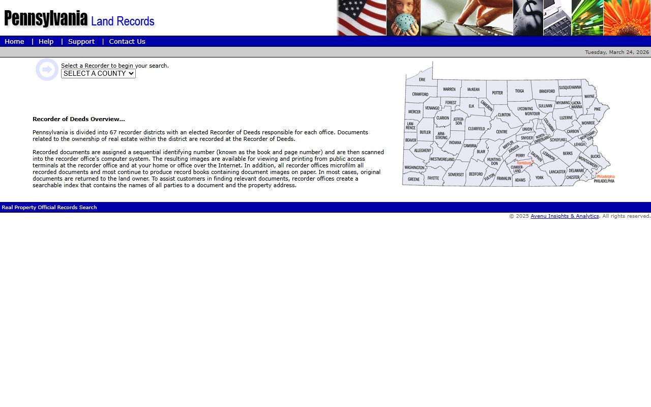 PA USLandRecords statewide portal for Perry County property records